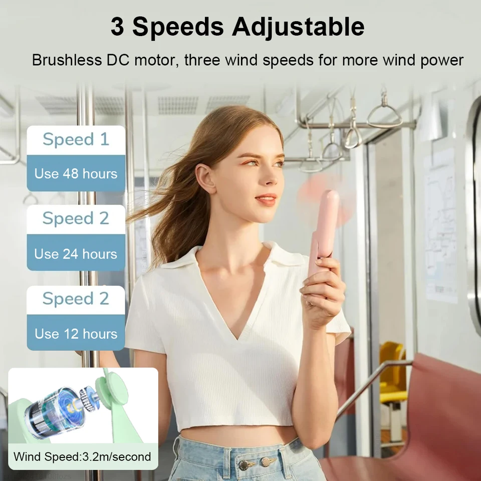Handheld Mini Fan Portable Rechargeable Folding Pocket Fan_voghion.com