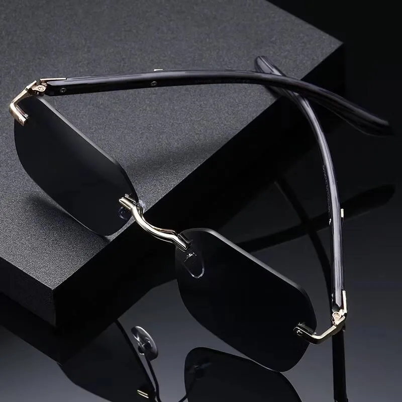 designer sunglasses for men women mirror Square Rimless frame sunglass classic vintage eyewear Anti-UV cycling driving_voghion.com