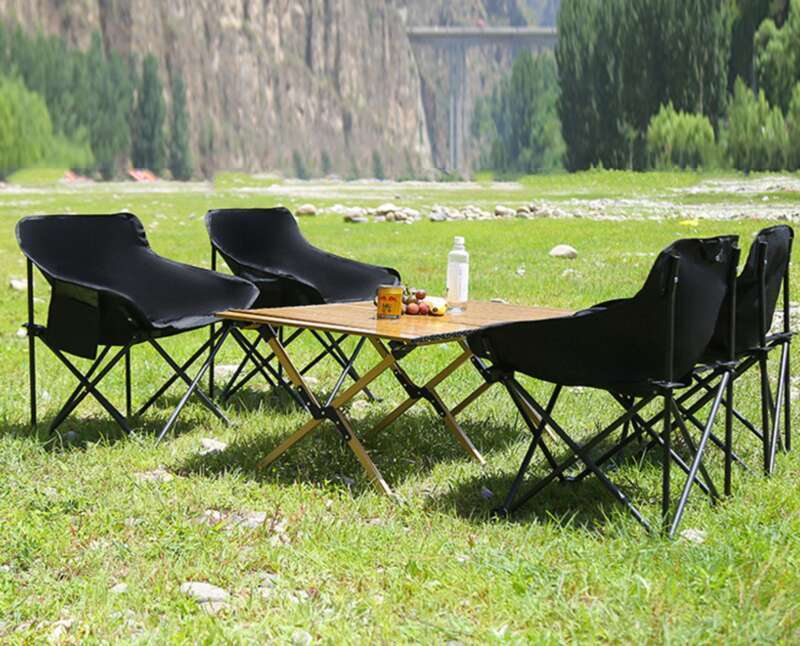 Relaxe e aproveite o tempo ao ar livre: cadeira dobrável com encosto grosso, super prática para acampamentos na praia_voghion.com