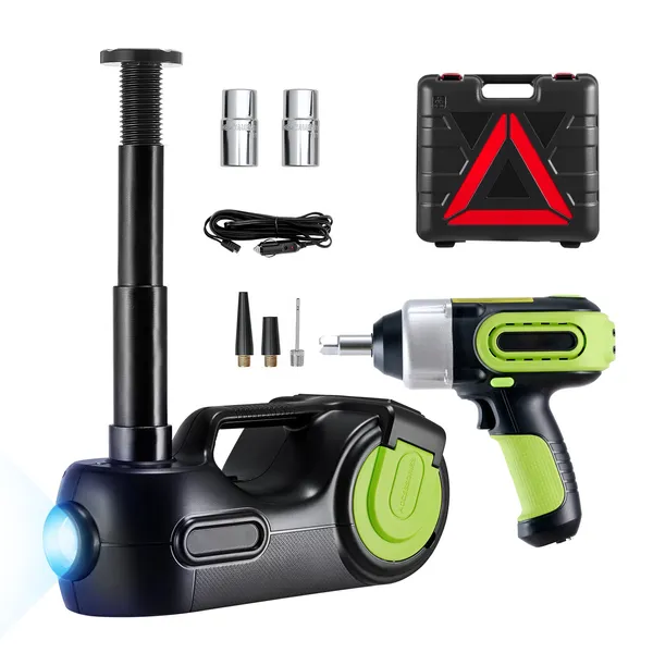 Electric Hydraulic Car Jack With Impact Wrench And Led Light_voghion.com