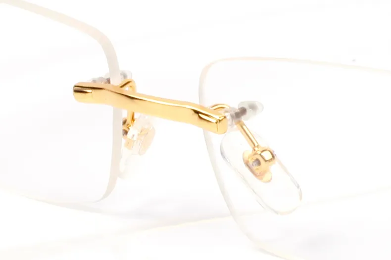 designer sunglasses Eyeglasses frames temples with panther heads Metal Frameless Full Rim Semi Rimless rectangular shape_voghion.com