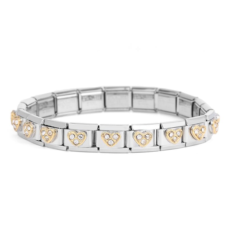 Pulsera DIY con corona de perlas de gallo arcoíris, módulo universal de acero inoxidable de 9 mm, estilo nórdico italiano_voghion.com
