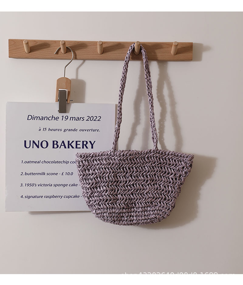 Koreanische Version von Ins kleine frische Fischgrätenmuster One-Shoulder Stroh Tasche neue feste Farbe gewebte Tasche weibliche Urlaub am Meer Strand Tasche_voghion.com