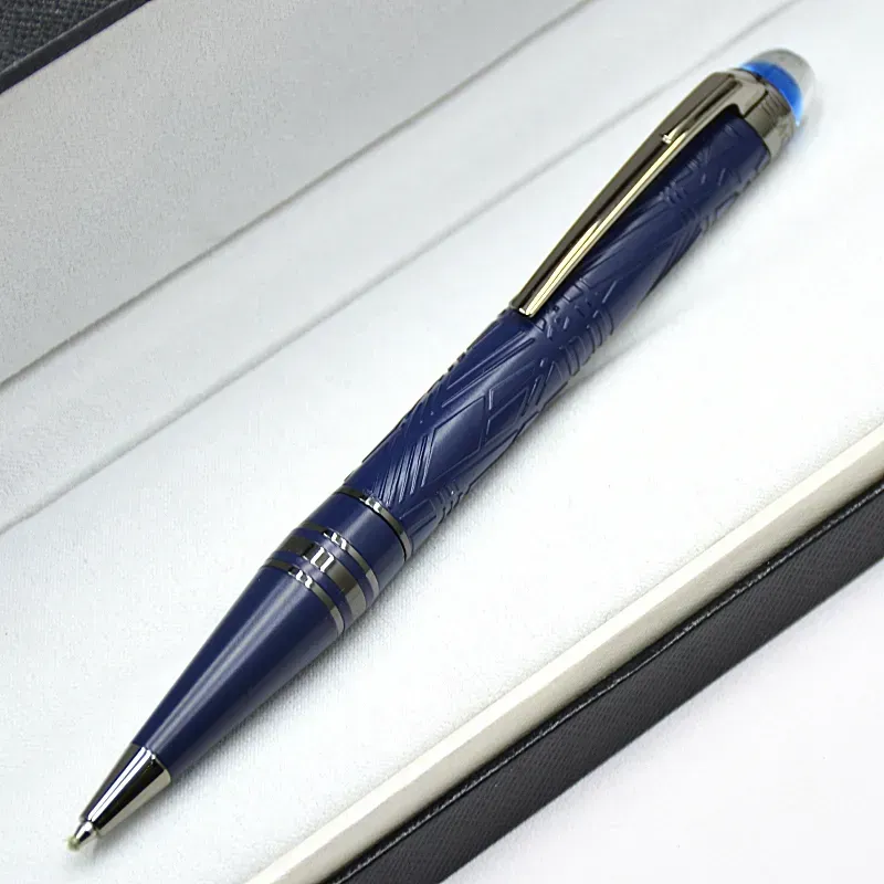 wholesale Wholesale Wholesale Luxury Monte Starwalk Blue Crystal Top Rollerball Pen Ballpoint Pen Metal Relief Barrel Office Writing Fountain Pens_voghion.com