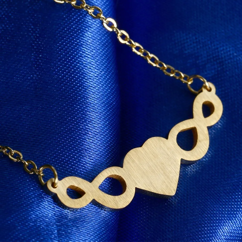 Hjärta infinity halsband i rostfritt stål för damer_voghion.com