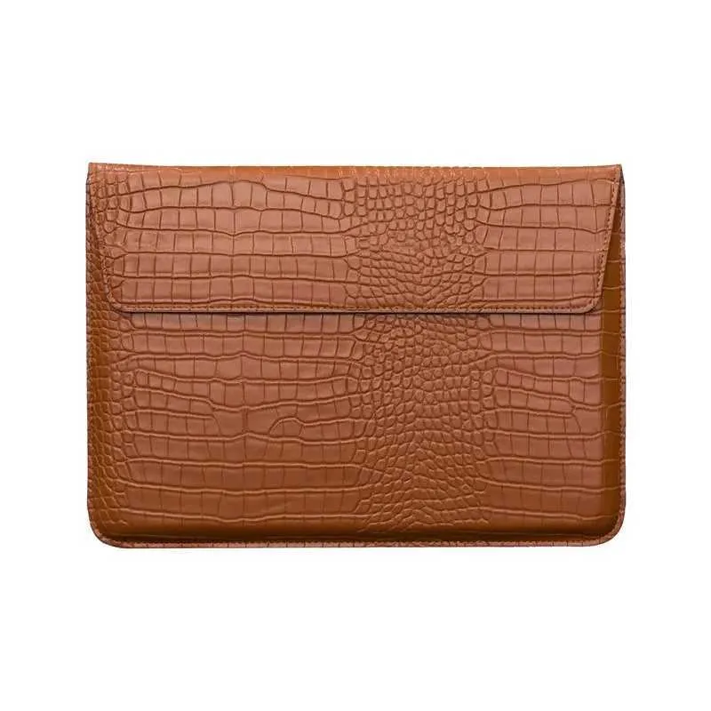 Custodia per laptop a busta, astuccio in pelle di coccodrillo per MacBook Air/Pro 12-15", custodia protettiva con supporto verticale_voghion.com