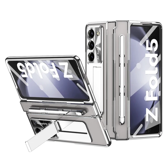 Galvanizált telefontok Samsung Galaxy Z Fold 6 5 4 3 Fold6 Fold5 Fold4 Fold3 készülékhez, kihajtható védőtokkal (NINCS_voghion.com