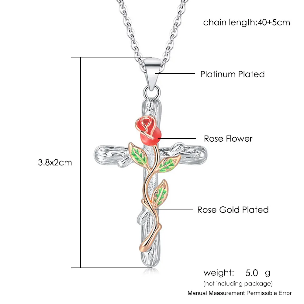 Halskette mit Rosenkreuz-Anhänger für Damen_voghion.com