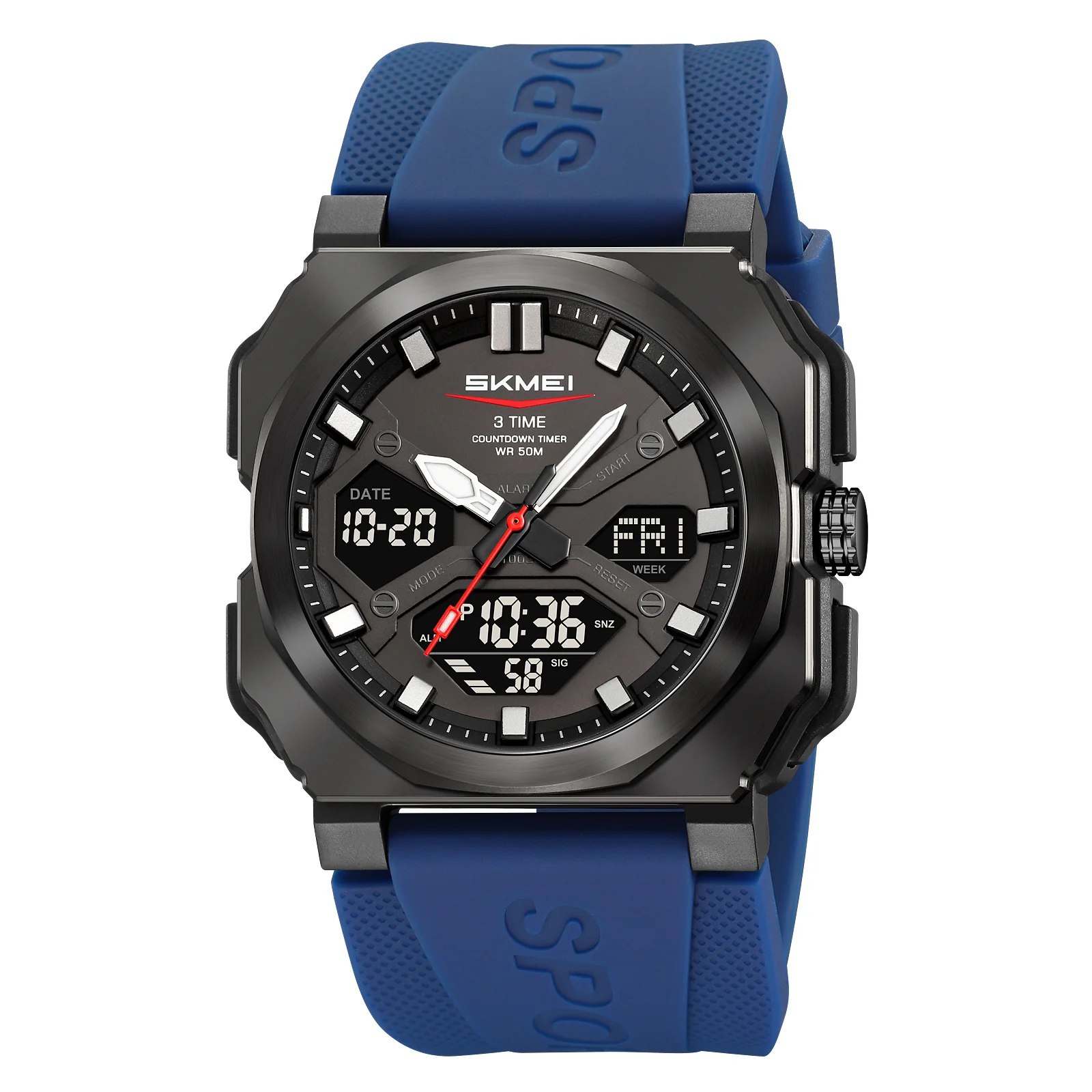 Men's Sport Quartz Watch, Square Design With Silicone Strap_voghion.com