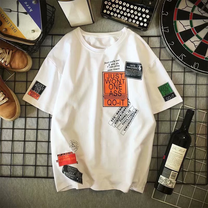 Men's clothing Summer new short-sleeved T-shirt men's ins style handsome half-sleeved trend loose round neck five-point sleeve bottoming shirt T-shirt