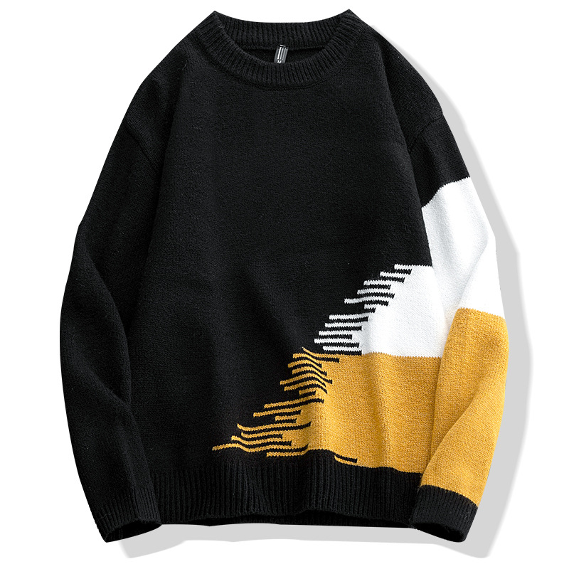 Inverno autunno inverno rotondo nck maglia swatr con base color block di alta qualità per uomo, casual, comodo e_voghion.com