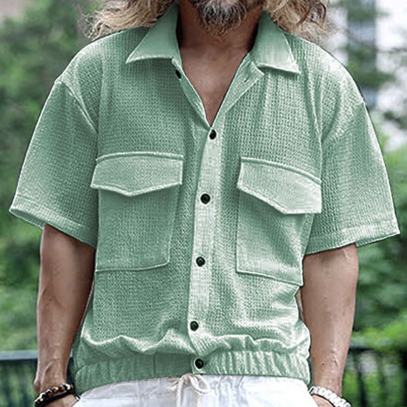 Camicia casual estiva da uomo a maniche corte con cardigan multitasche Bubble 2024_voghion.com