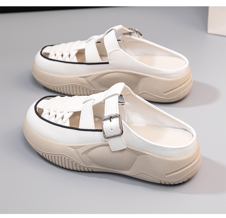 hollow half trailer women's  trend casual breathable thick sole wear-resistant and increased versatile_voghion.com