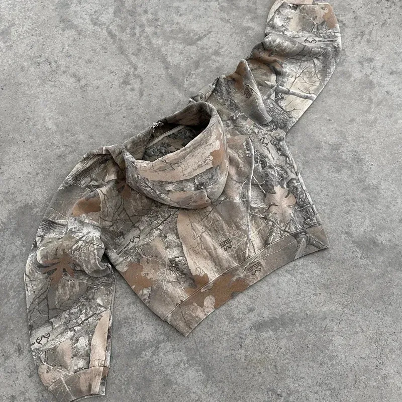 Y2K Retro Zip Up Hoodies Men Camouflage Pattern Zipper Sweatshirt High Street Hip Hop Streetwear Oversized Unisex Camo_voghion.com