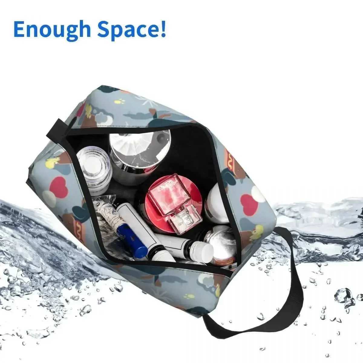 Reise-Toilettentasche mit Dackel-Motiv, Kawaii-Dachs-Soße, Wiener-Make-up-Organizer, Kosmetik-Aufbewahrungstasche für Damen, Dopp Kit Y241023_voghion.com