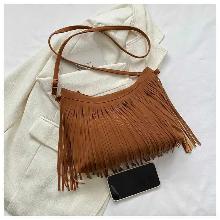 Sacs à bandoulière à pompons vintage pour femmes, grande capacité, sac à bandoulière décontracté à franges pour les voyages en plein air pour dames_voghion.com