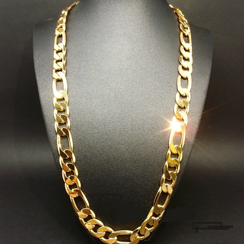 Nuova collana da uomo con catena a maglie larghe, pesante 94 g, 12 mm, riempita in oro giallo massiccio_voghion.com