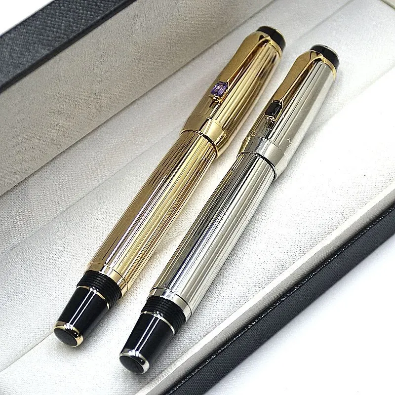 wholesale Wholesale Top High Quality Writing Pen Golden Silver Wave Point Design Rollerball Fountain Pens Office School Supplies With Diamond And_voghion.com