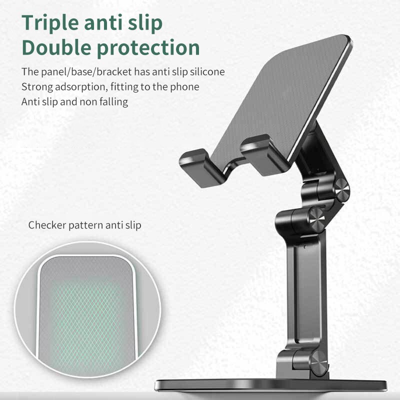Three Sections Foldable Desk Mobile Phone Holder For iPhone iPad Tablet Flexible Table Desktop Adjustable Cell Smart_voghion.com