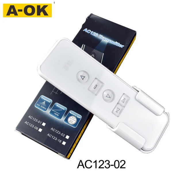 Contrôleur A-OK AC123 01/02/06/16 canaux pour moteur RF de rideau électrique Aok, télécommande sans fil pour rideau intelligent pour maison_voghion.com