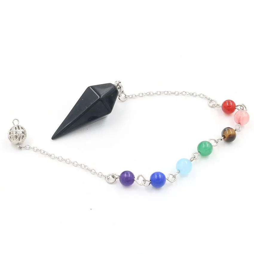 Collane con ciondolo FYJS Collana con ciondolo in pietra di guarigione con pietra ametista e piramide esagonale placcata in argento, gioielli in quarzo ciliegia_voghion.com