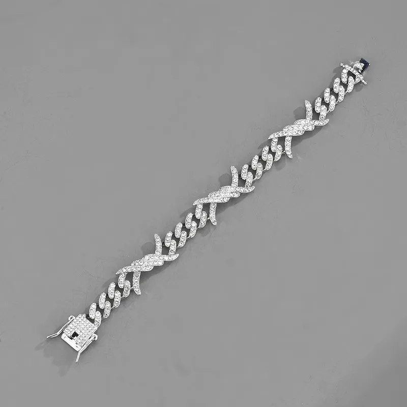 Thorns flames diamonds chains cross-border hip-hop trendy mens Cuban Chain_voghion.com