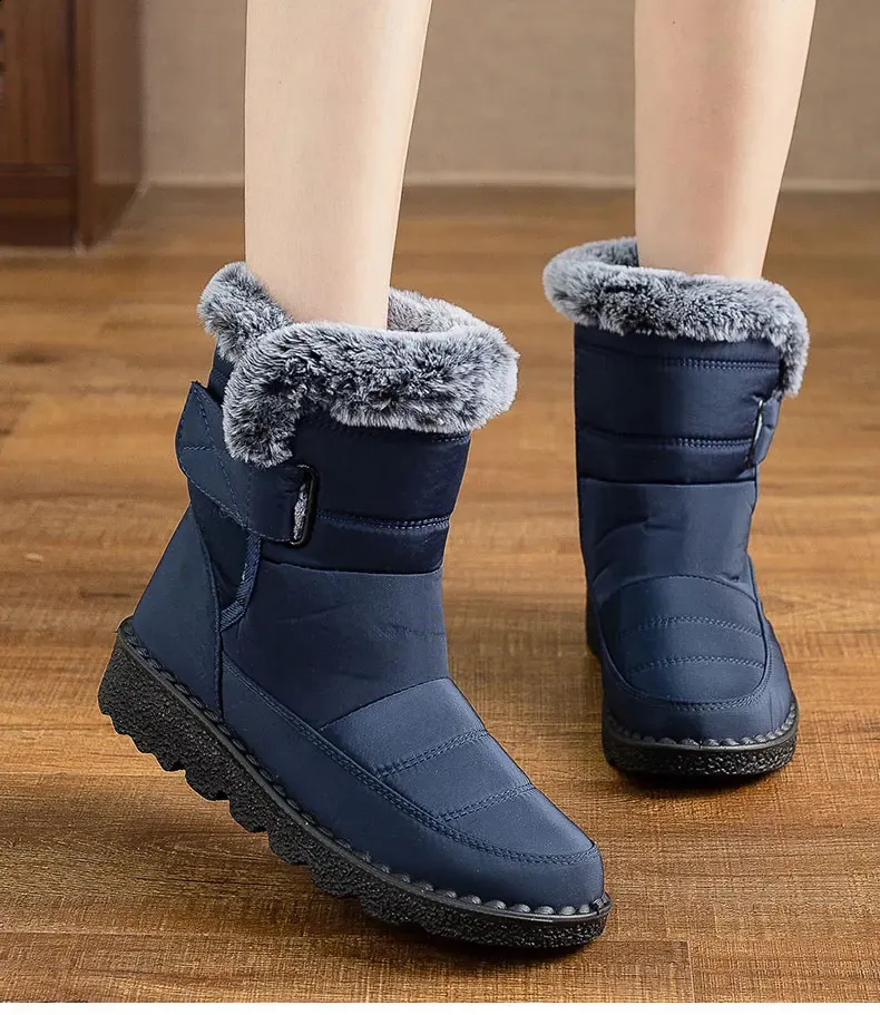 Women Fur For Woman Ankle Winter Botas Mujer Trend Low Heels Snow Boots Platform Shoes Female 240830_voghion.com