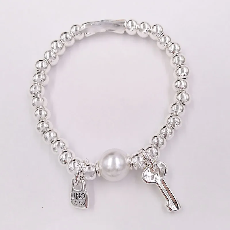 Ciondoli fai da te malocchio creazione di gioielli forniture UNO de 50 Sterling argento bracciale per donne braccialetti di metallo catena a mano set di perline compleanno_voghion.com