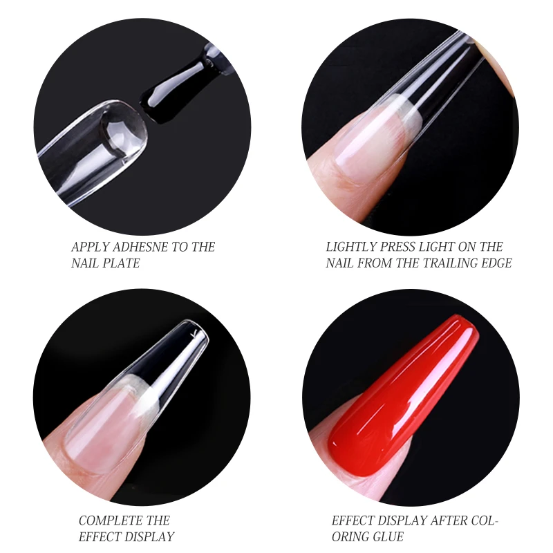 Arte Clavo Clear Medium Long Almond Nail Tips Kit Soft Gel Full Cover Tips Soak Off Nail Extension Gel Tips False Press on Nails_voghion.com