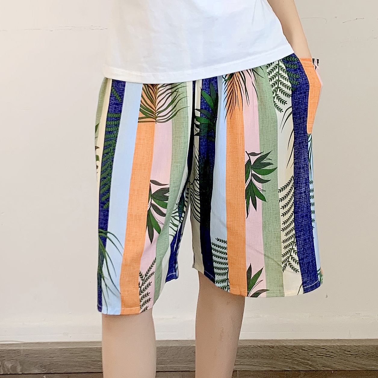 Men's Sleep Cotton pajama pants Thin rayon shorts Baggy plus quarter pants beach pants_voghion.com