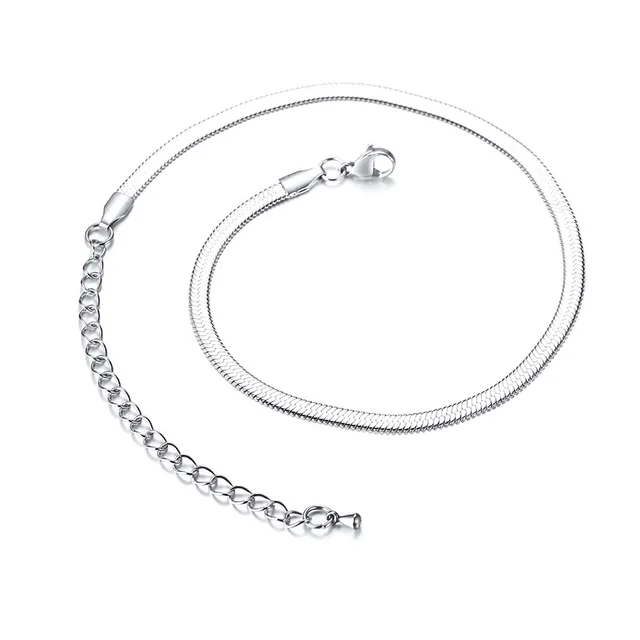 Collana da donna a spina di pesce da 3-5 mm, collier girocollo con catena a clavicola color argento in acciaio inossidabile_voghion.com