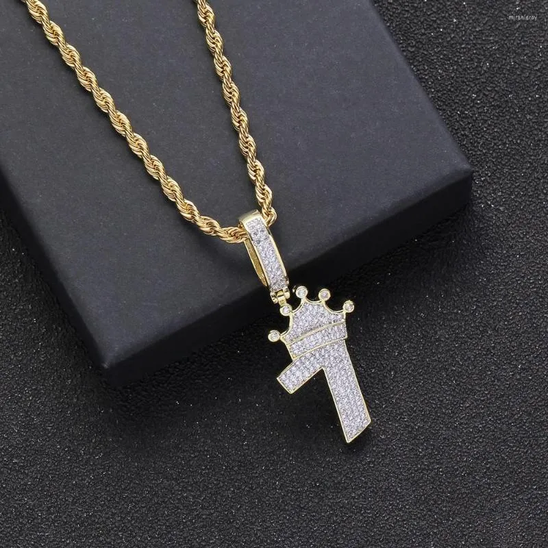 Pendant Necklaces Bling Hip Hop 7 Brass Micro Pave With CZ Stones Necklace Jewelry For Men And Women CN021_voghion.com