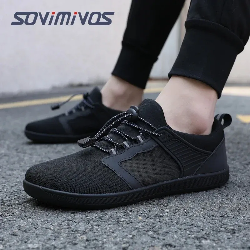 Mens Cross-Trainer Casual Sneakers Barefoot Shoes | Wide Toe Box Womens Minimalist Trail Runner Canvas Loafers 240624_voghion.com