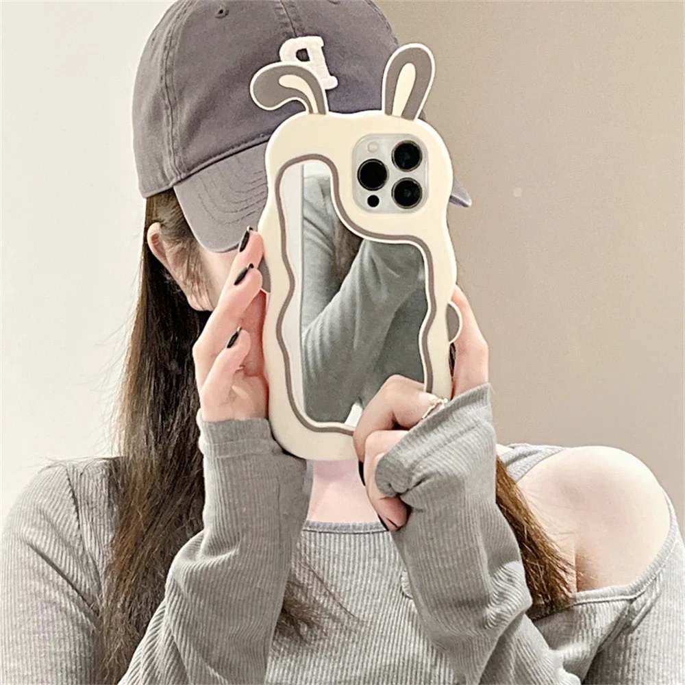 Cute Bunny Ears Mirror Phone Case For Iphone Protective Cover_voghion.com