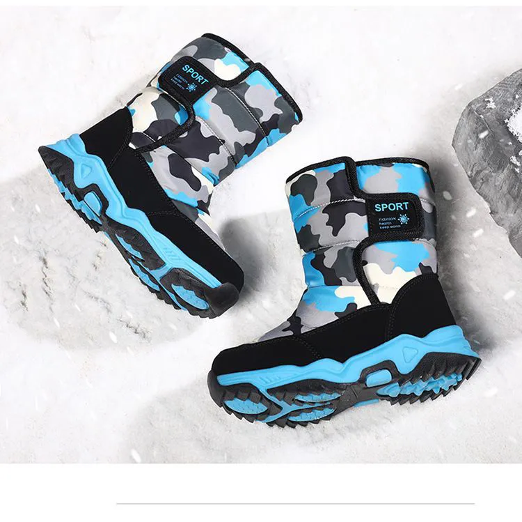 Winter Kids Plush Waterproof Fabric Non-Slip Girls Boys Rubber Sole Toddler Snow Fashion Warm Cutefeet Children Outdoor_voghion.com