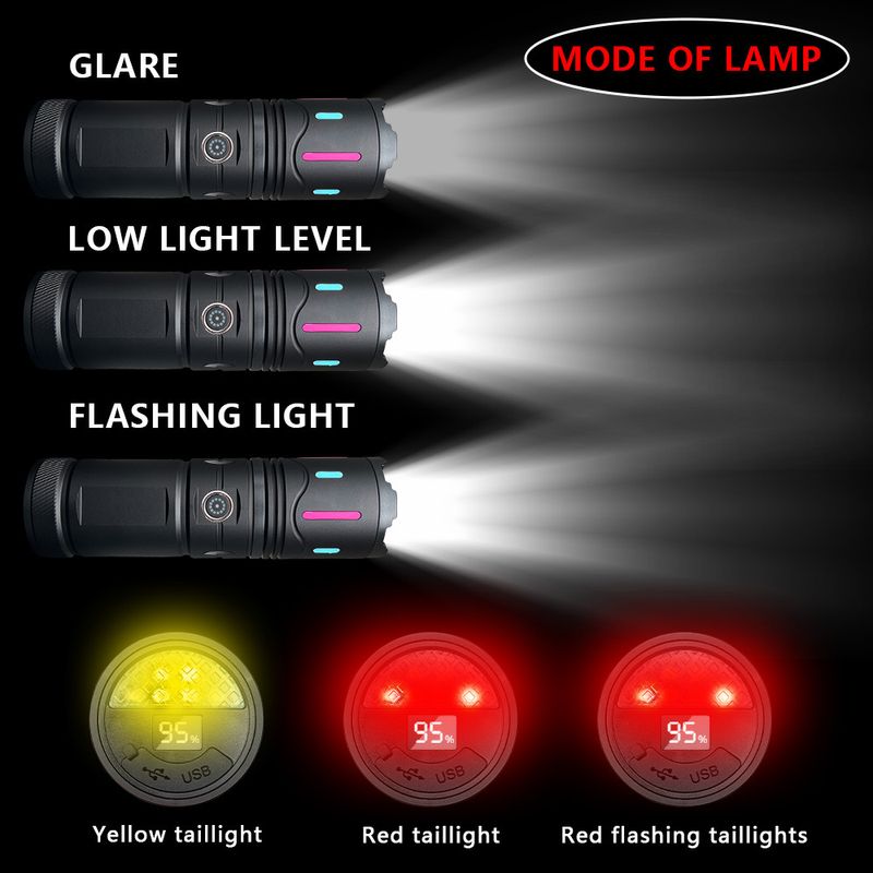 White laser light far-flung aluminum alloy fluorescent strip telescc zoom multi-function flashlight with long endurance_voghion.com