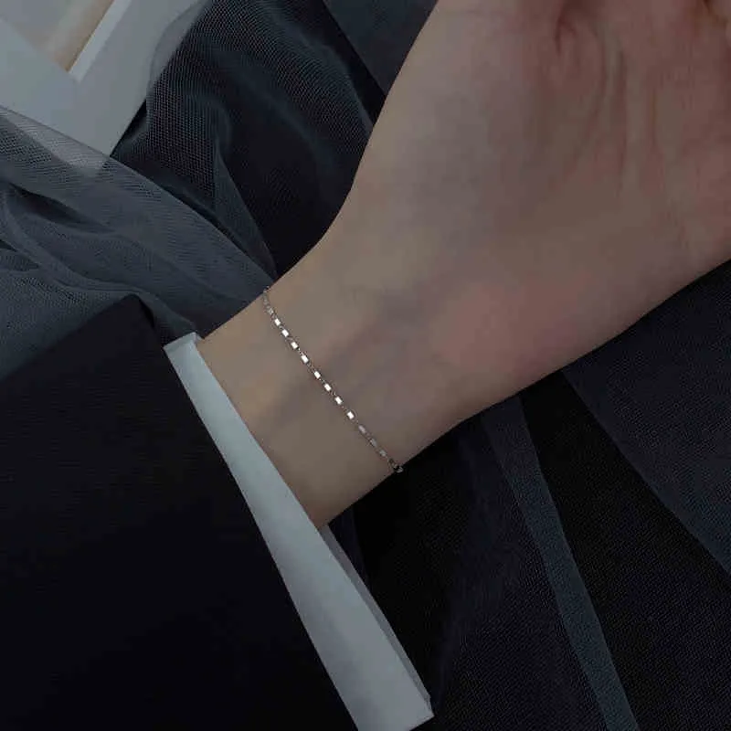 Link, Chain Bling Glitter Simple Thin Dainty Rose Gold Color Sterling Sier Adjustable Bracelet For Women Jewelry Korean_voghion.com