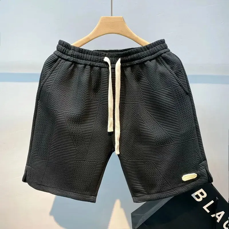 Summer Running for Men Casual Jogging Sport Short Pants Wave Pattern Solid Color Drawstring Loose Dry Gym Sports Shorts_voghion.com