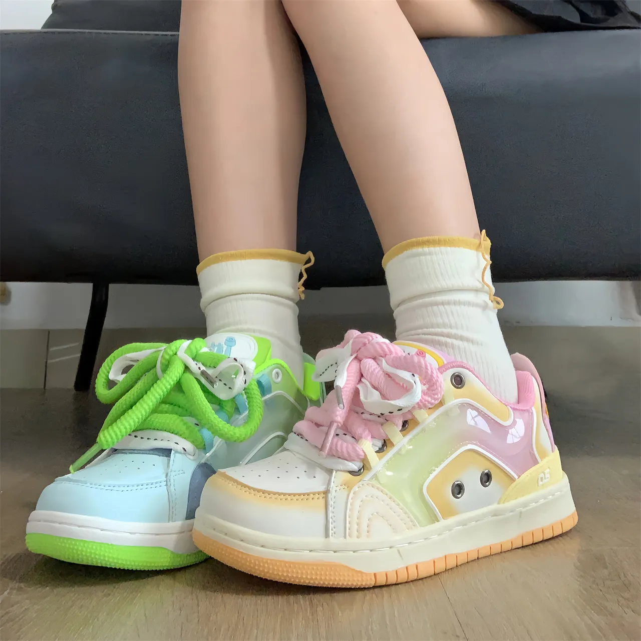 Versatile Flat Bottomed Casual Mandarin Duck Color Matching Sports Shoes With Mesh For Comfortable Breathable Fashion_voghion.com
