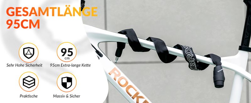 ROCKBROS 95cm/15.61mm Bicycle Chain Lock Waterproof_voghion.com