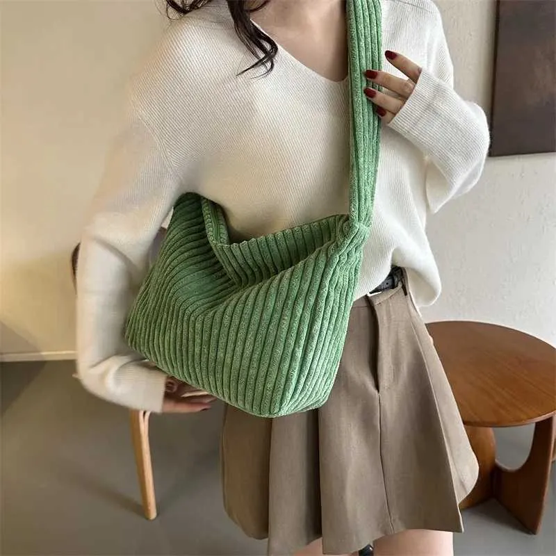 Borsa da designer Design semplice Borsa a tracolla in velluto a coste tinta unita Portafoglio e borsa a mano casual da donna_voghion.com