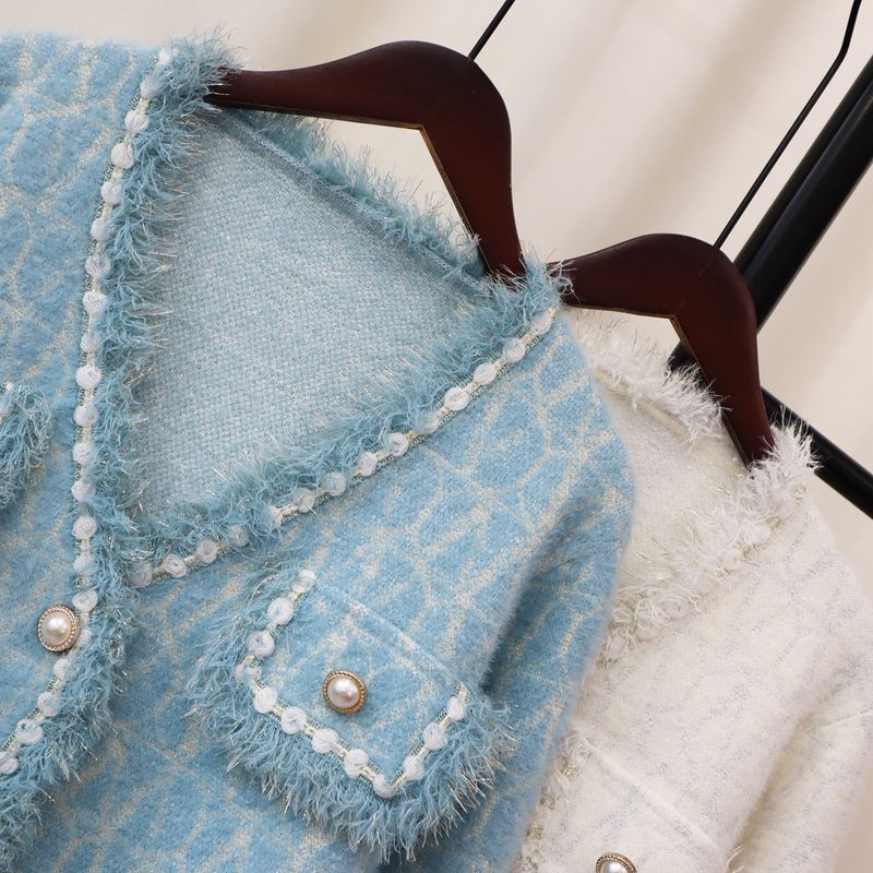 Women's Clothing mink veet knitted cardigan autumn and winter new loose high end temperament sweater coat_voghion.com