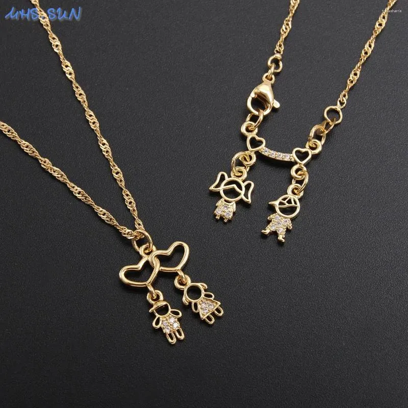 Chaînes MHS.SUN Mode Zircone Cubique Filles Garçon Pendentifs Chaîne Collier Plaqué Or Femmes Ras Du Cou Pour Bijoux De La Mère_voghion.com