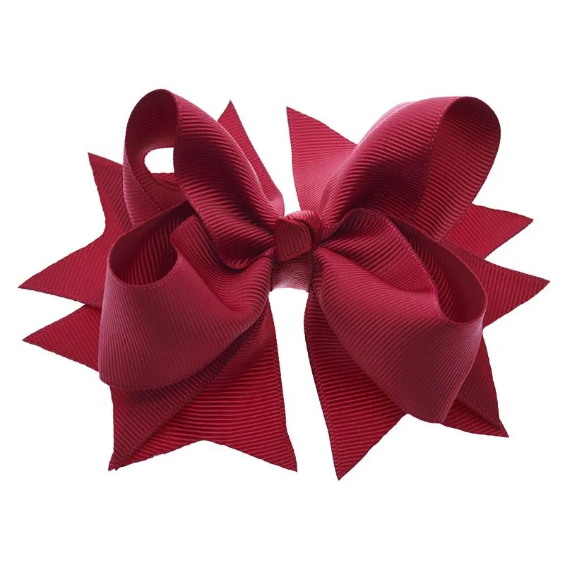5 Inch Large Boutique 12 Bulk Colorful Solid Ribbon Grosgrain Bow With Clips For Kids Girls Hair Accessories_voghion.com