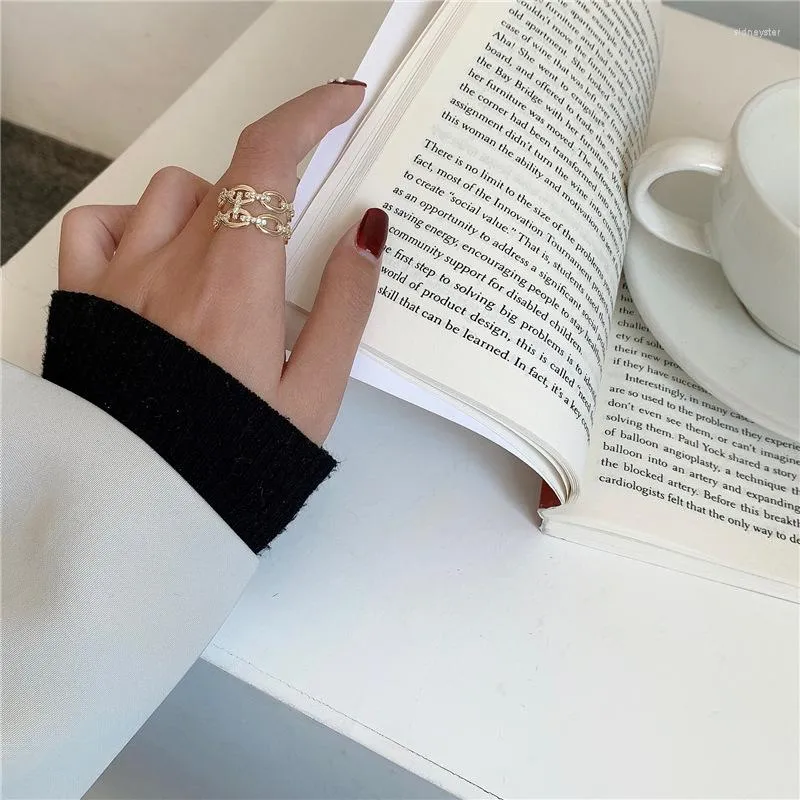 Pendant Necklaces Fashion Gold Color Metal Pig Nose Ring Simple Opening Geometric Hollow Heart Year Rings For Women_voghion.com
