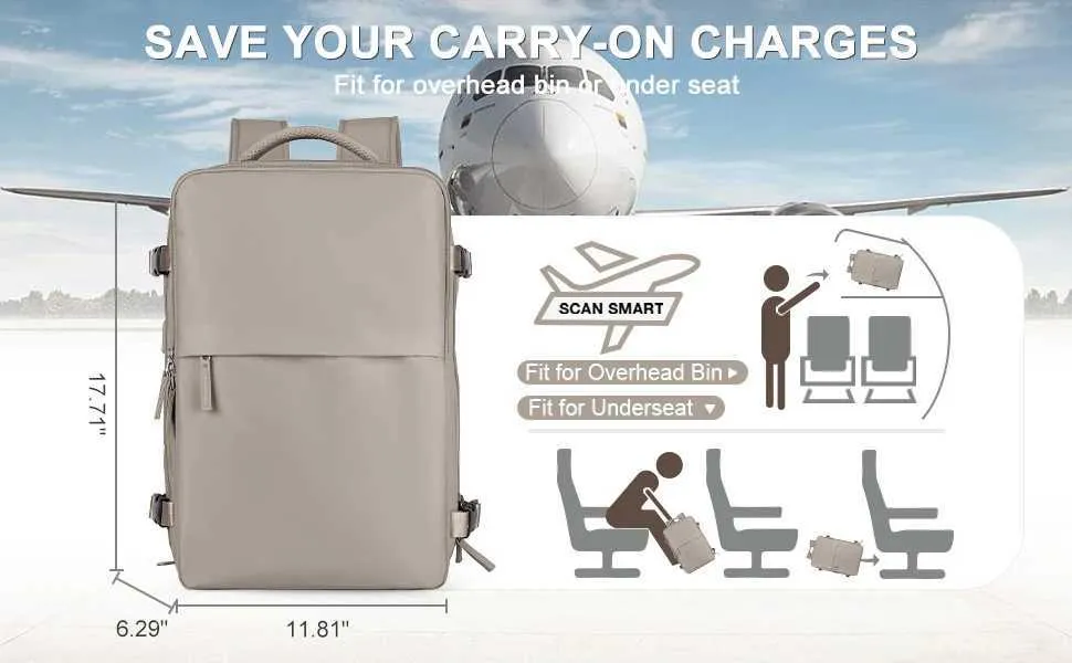 Reiserucksack für Männer und Frauen, 40 l, flugzugelassen, Handgepäck, Diebstahlschutz, Business-Laptop, großer Tagesrucksack, Weekender_voghion.com