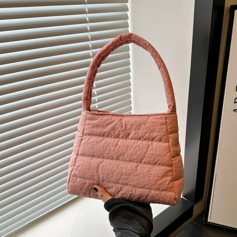 Borsa a tracolla imbottita quadrata trapuntata in nylon con spallacci larghi, imbottita sottobraccio, leggera in tela, borsa a mano per la scuola_voghion.com