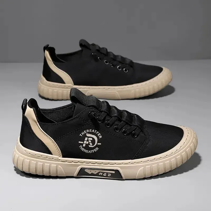 Baskets noires décontractées et respirantes pour hommes, chaussures de conduite, de marche, de tennis, de skate, plates, Zapatillas Hombre 240617_voghion.com