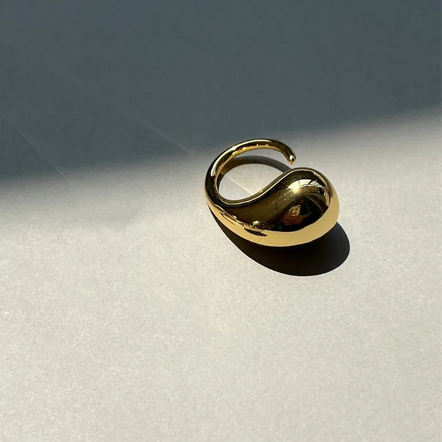 Ready Stock New Fashion Designer Gold Sier Colour Water Drop Ring Woman Europe America Jewelry Trendy 2024_voghion.com