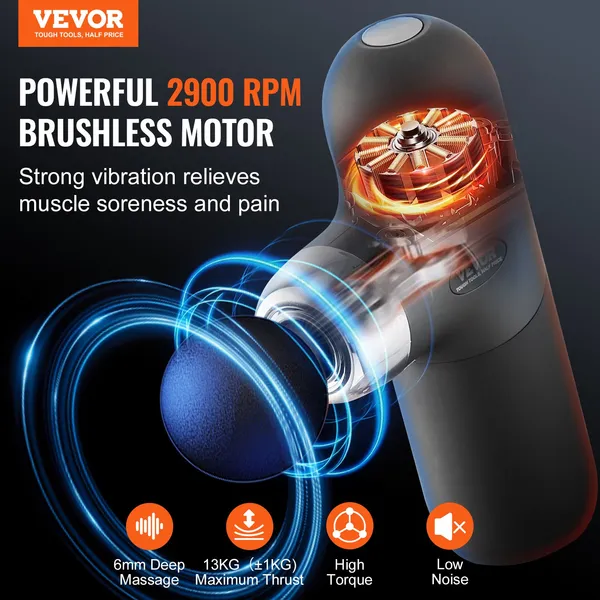 VEVOR Massage Gun Deep Tissue, Percussion Muscle Massager For Athletes - With 4 Speed Levels &amp; 4 Massage Heads, 7.4V 2500mAh Batteries, Handheld_voghion.com